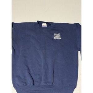 Vintage Hanes Nestle Embroidered Navy Blue Sweatshirt Crewneck Large
